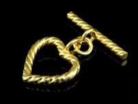 KG-160 24K gold vermeil 1 thai karen hill tribes hadnmade silver twist bar heart shape toggle