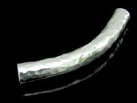 KS-027 Thai karen hill tribe handmade silver 1 hammered curved tube bead 