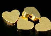 KG-565 Thai karen hill tribe silver 2 gold vermeil hammered cylinder heart shaped bead