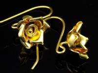 KG-494 Thai karen hill tribes handmade 24K gold vermeil over silver pair wild flower rose earring 