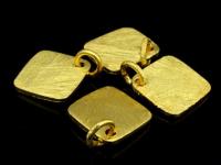 KG-472 24K gold vermeil Karen hill tribe handmade silver 2 brush square charm 