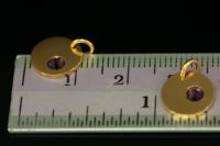 KG-580 thai karen hill tribe silver 1 gold vermeil round disc charm open jump ring with swarovski crystal birthstone(Feb:Amethyst)