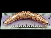 KZ-010 24K rose gold vermeil thai karen hill tribe handmade silver 1 swirl wire wrap curved tube bead 