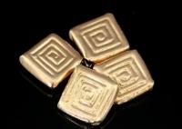 KZ-227 Thai karen hill tribe handmade silver 2 rose gold vermeil line printed square bead