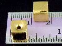 KG-107 24K gold vermeil Karen hill tribe handmade silver 2 plain cube bead 