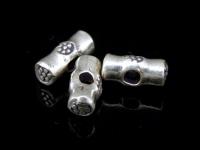 KP-006 Thai karen hill tribe handmade silver 10 daisy print round bar bead 