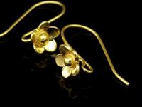KG-484 Thai karen hill tribes handmade 24K gold vermeil over silver pair wild flower earring 