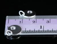 8KH-117 thai karen hill tribe silver 1 round disc charm open jump ring with swarovski crystal birthstone(Apr:Crystal)