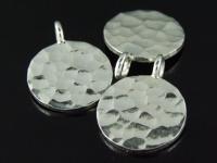 3KH-102 Thai karen hill tribe handmade silver 3 small hammered round disc charm