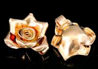 KZ-242 Thai karen hill tribe handmade silver 1 rose gold vermeil medium wild rose charm