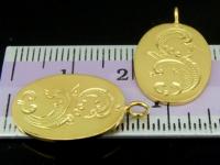 KG-311 24K gold vermeil thai karen hill tribes handmade silver 2 thai style engrved oval disc charm