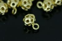 KG-319 Thai karen hill tribe silver 2 gold vermeil fancy round charm