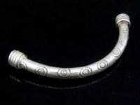 KS-031 Thai karen hill tribe handmade silver 1 ring print curved tube bead 