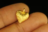 KG-615 24K gold vermeil thai karen hill silver 4 flower print heart puffy charm