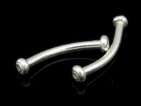 KS-051 Thai karen hill tribe handmade silver 4 small plain curved tube bead