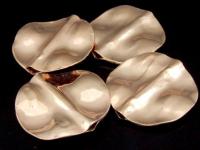 KZ-177 24K rose gold vermeil thai karen hill tribe handmade silver 1 curved disc bead 