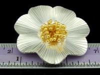 KG-447 24K gold vermeil Karen hill tribe handmade silver 1 huge flower pendant 