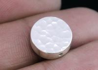 KV-056 Thai karen hill tribe handmade silver 3 hammered cylinder round shaped bead