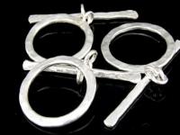 KR-034 Thai karen hill tribe handmade silver 1 hammered round toggle