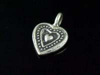 3KH-051 Thai karen hill tribe handmade silver 3 flat heart shape printed  charm 