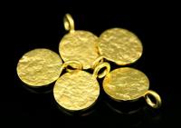 KG-550 Thai karen hill tribe silver 6 gold vermeil small rough stone texture charm 