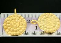 KG-242 Thai karen hill tribe handmade silver 2 gold vermeil hammered om sign disc charm