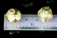 KG-630 Thai karen hill tribe silver 2 gold vermeil fancy round puffy bead