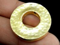 KG-307 Thai karen hill tribe silver 1 gold vermeil hammered round coin bead