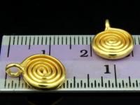 KG-489 24K gold vermeil Karen hill tribe handmade silver 2 swirl wire round dics charm