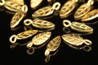KG-074 Thai Karen Hill Handmade Tribe Silver 6 gold vermeil Small Leaf Charm