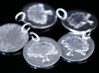 3KH-136 thai karen hill tribe handmade silver 2 tree stamp round disc charm