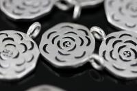 4KH-055 Thai karen hill tribe handmade silver 2 Tracery flower disc charm