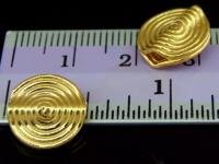 KG-147 24K gold vermeil 2 thai karen hill tribes handmade silver swril print disc bead