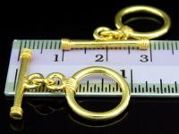 KG-282 24K gold vermeil 3 thai karen hill tribes handmade silver round toggle