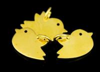 KG-549 Thai karen hill tribe silver 4 gold vrmeil medium die cut chick bird shape charm
