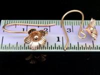 KZ-196 Thai karen hill tribes handmade 24K rose gold vermeil over silver pair wild flower earring 