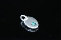 8KH-130 thai karen hill tribe silver 1 pebble charm open jump ring with swarovski crystal birthstone(May:Emerald)