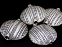 KF-009 Thai karen hill tribe handmade silver 2 scratch half round puffed bead