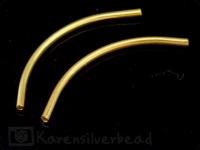 KG-006 24K gold vermeil thai karen hill tribe handmade silver 10 Plain curve tube beads