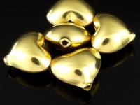 KG-064 24K gold vermeil 2 thai karen hill tribes handmade silver plain heart shape bead