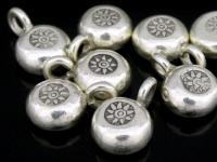 3KH-017 Thai Karen hill tribe Silver 1 white color flower print charm