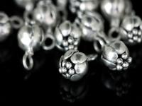 4KH-061 thai karen hill tribe silver 2 flower puffy charm