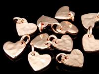 KZ-087 24K rose gold vermeil thai karen hill tribe handmade silver 4 small hammered heart charm 