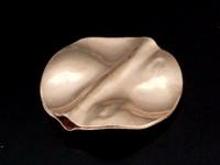 KZ-177 24K rose gold vermeil thai karen hill tribe handmade silver 1 curved disc bead 