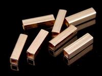 KZ-036 24K rose gold vermeil thai karen hill tribe handmade silver 20 Mini plain square tube bead