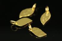 KG-596 thai karen hill tribe handmade silver 4 gold vermeil small hammer single side leaf shape charm
