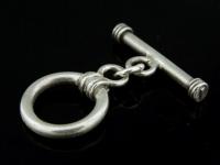 KR-014 Thai karen hill tribe handmade silver 2 plain round toggle