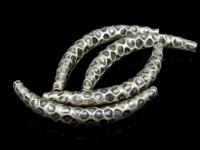 KS-026 Thai karen hill tribe handmade silver 1 hammered curved tube bead 