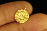 KG-616 24K gold vermeil thai karen hill silver 4 flower print round charm