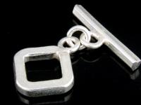 KR-029 Thai karen hill tribe handmade silver 1 plain square toggle